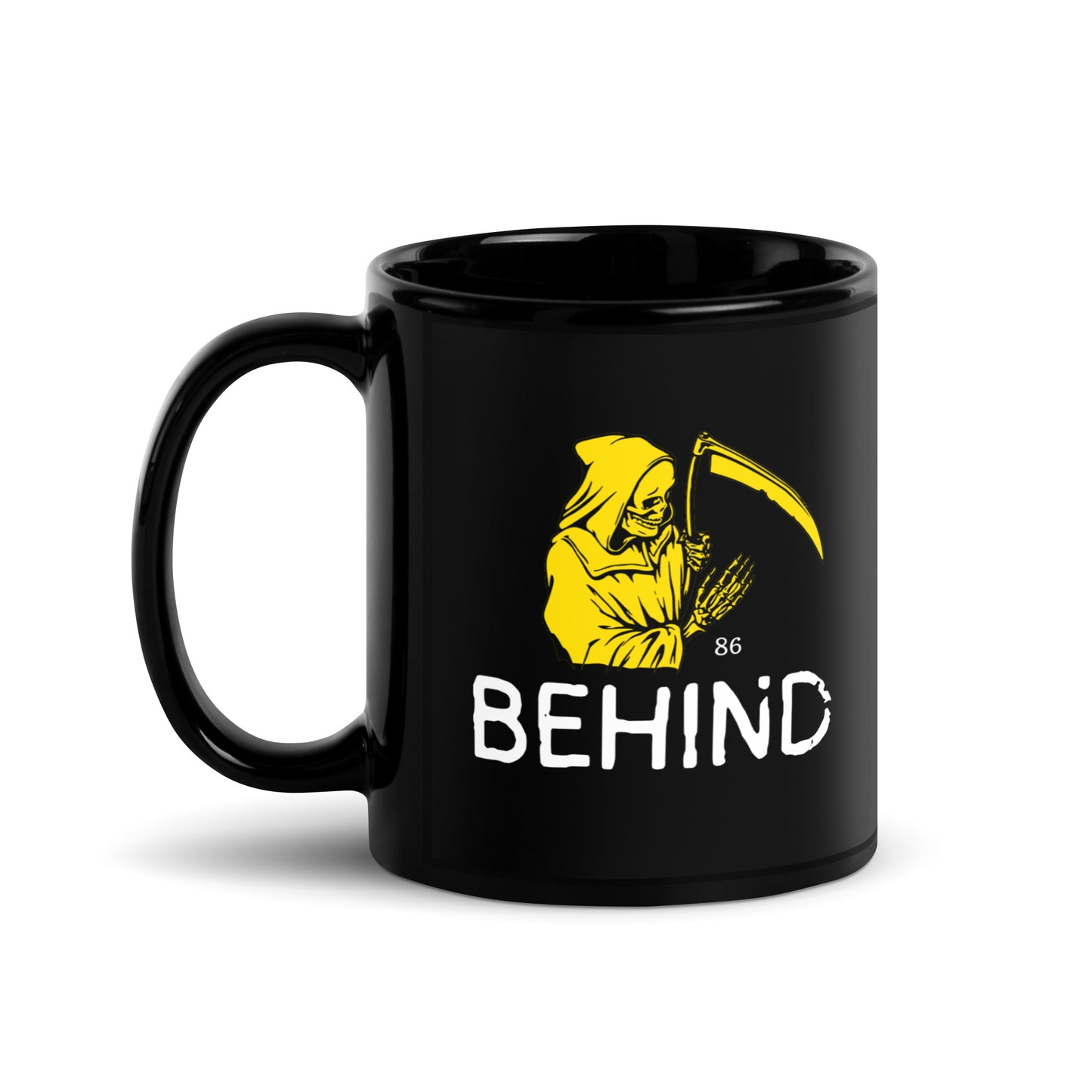 BEHIND Black Glossy Mug