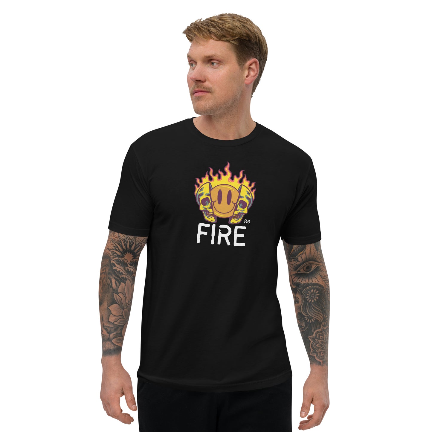 FIRE BLACK Fitted Short Sleeve T-shirt