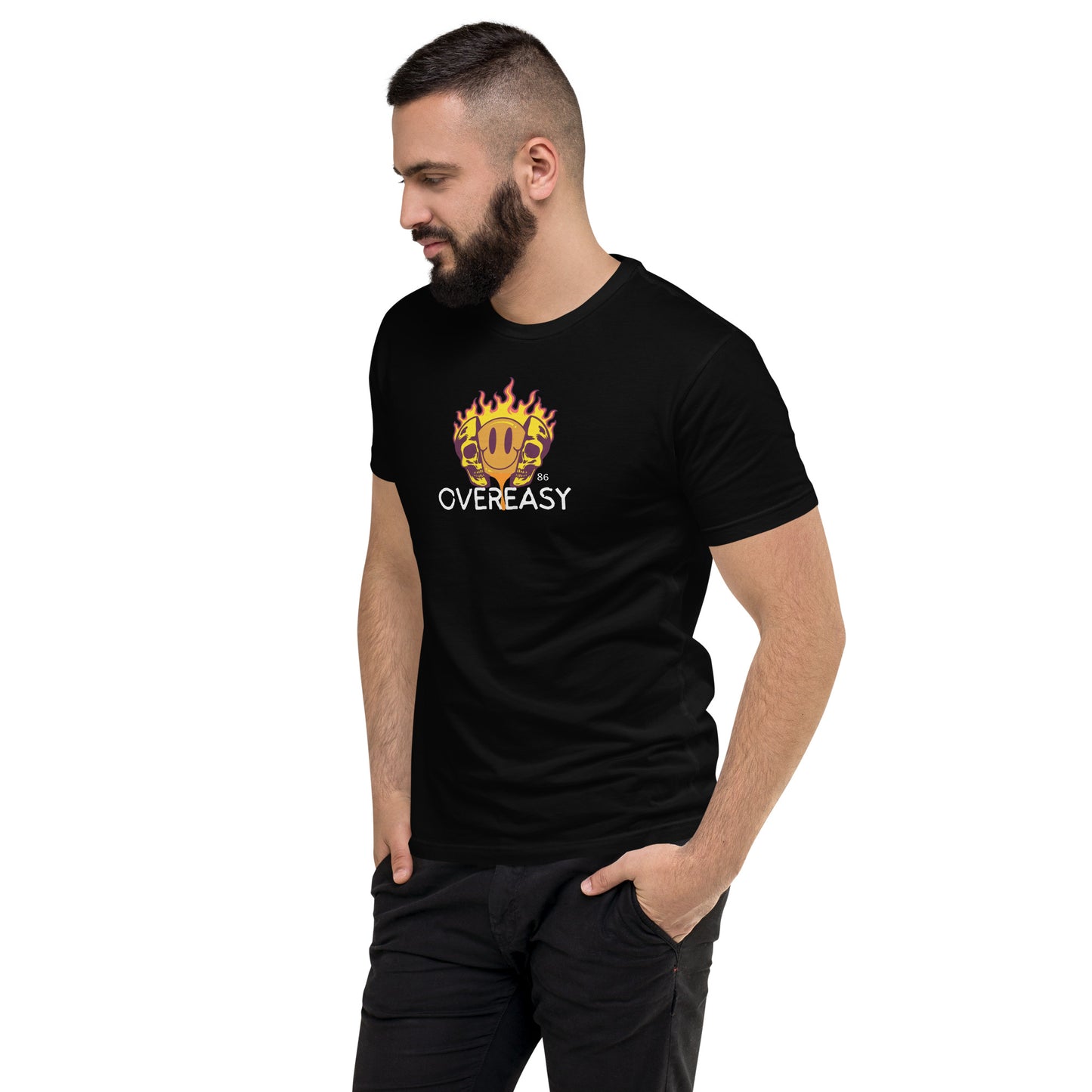 OVEREASY BLACK Fitted Short Sleeve T-shirt