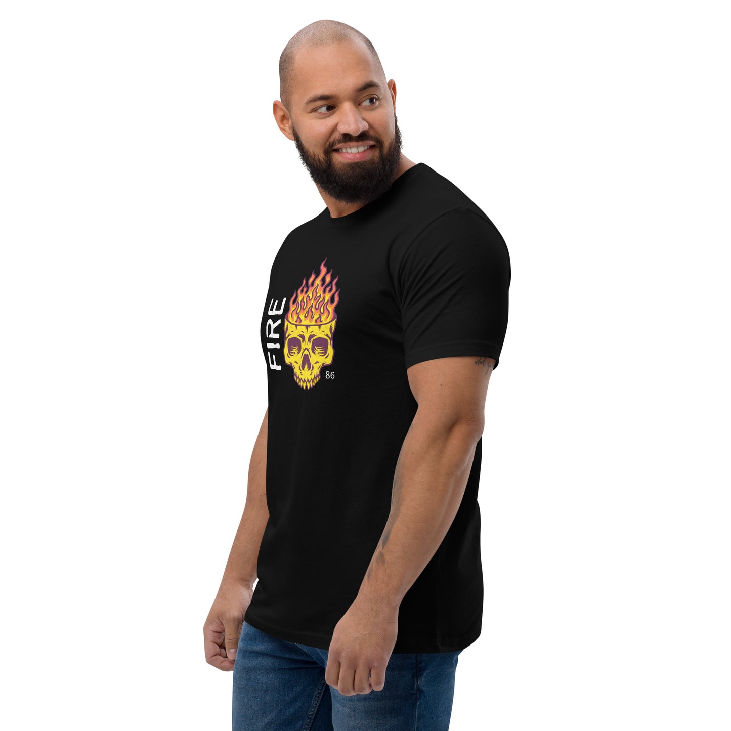 FIRE SKULL Fitted Short Sleeve T-shirt