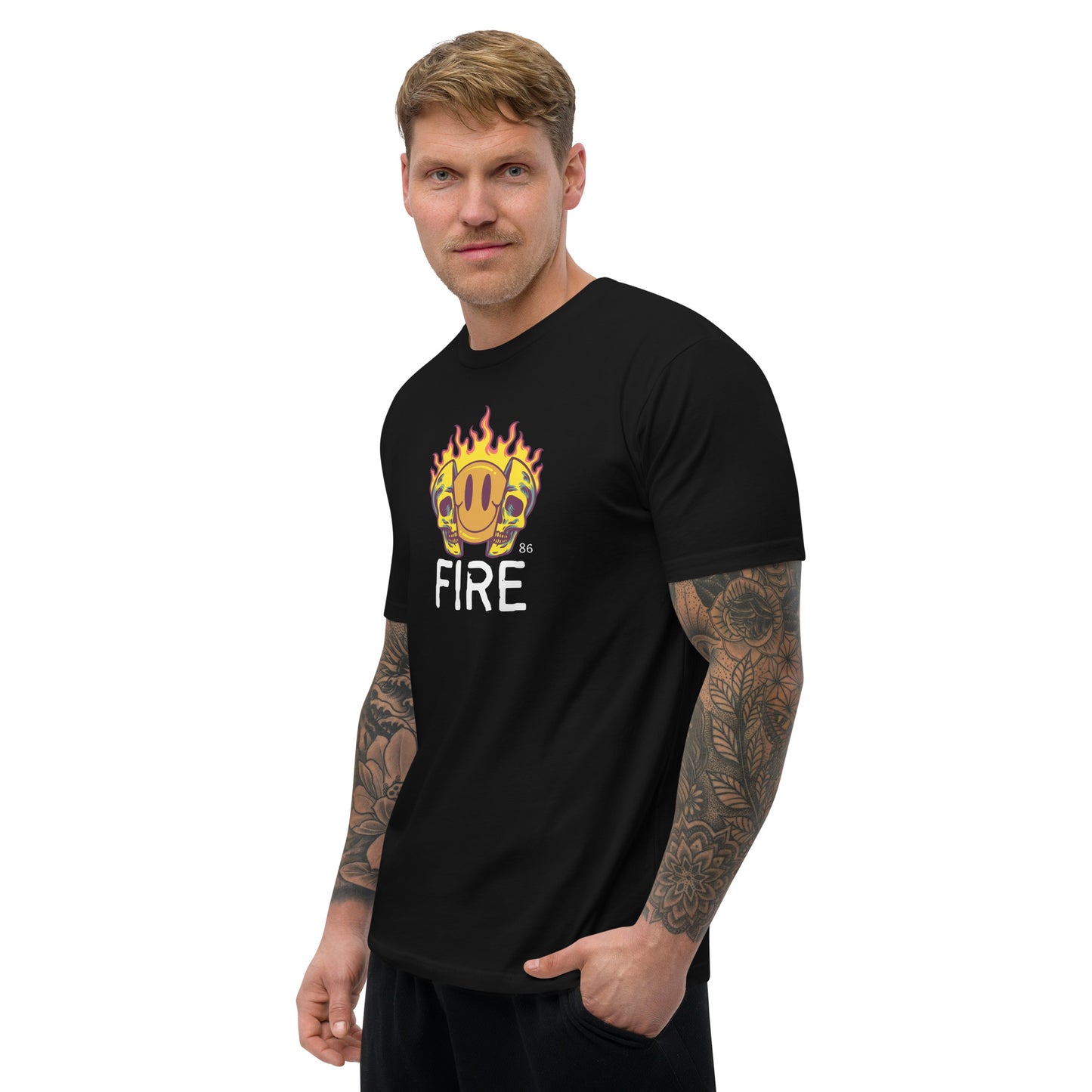 FIRE BLACK Fitted Short Sleeve T-shirt