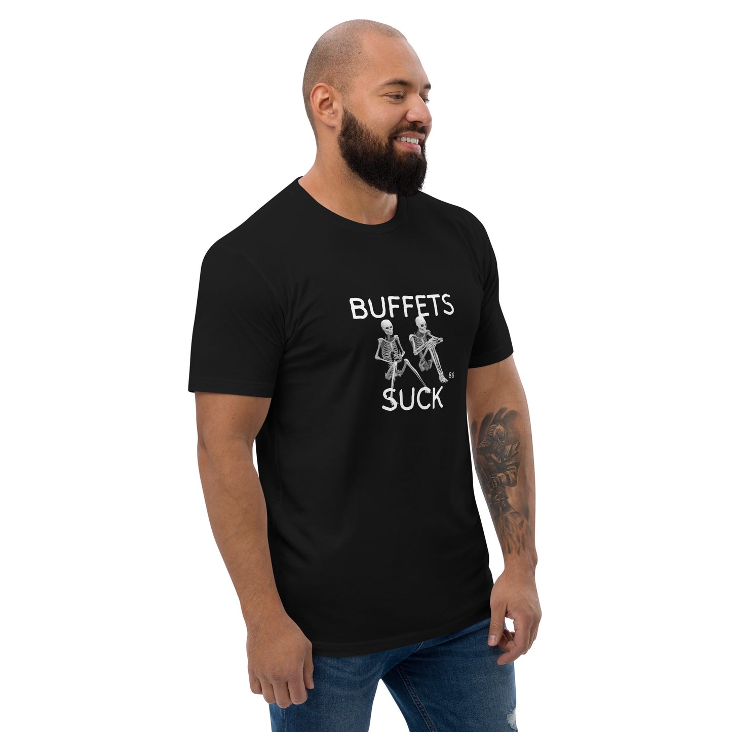 BUFFETS SUCK 2 BLACK Fitted Short Sleeve T-shirt