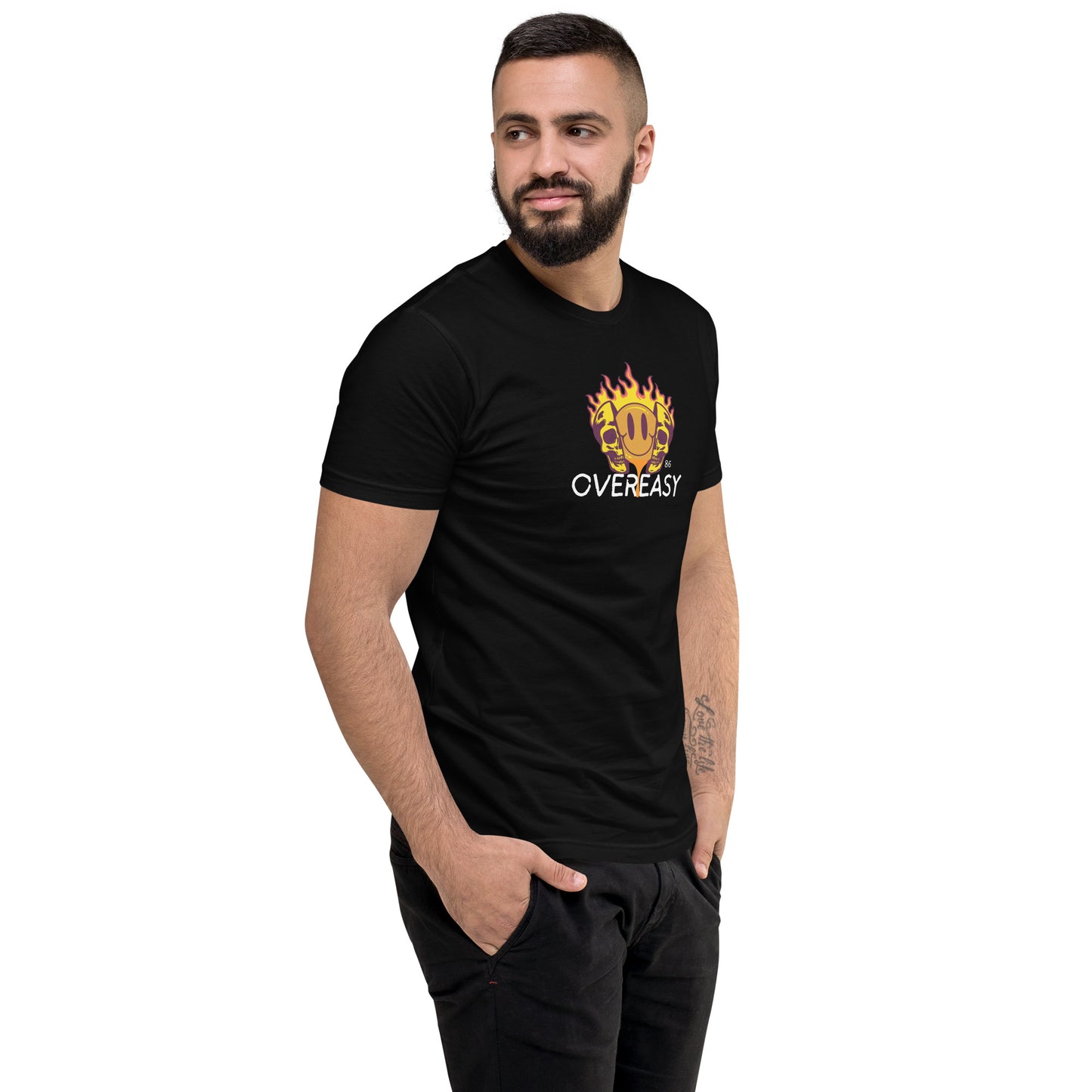 OVEREASY BLACK Fitted Short Sleeve T-shirt