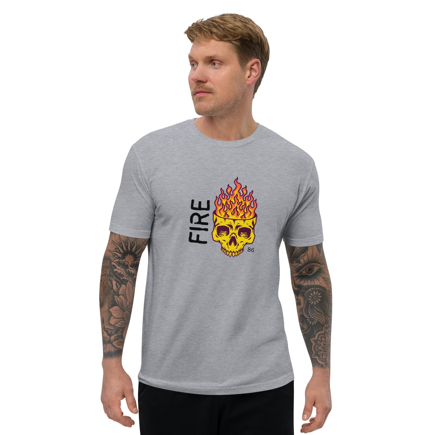 FIRE Skull Fitted Short Sleeve T-shirt