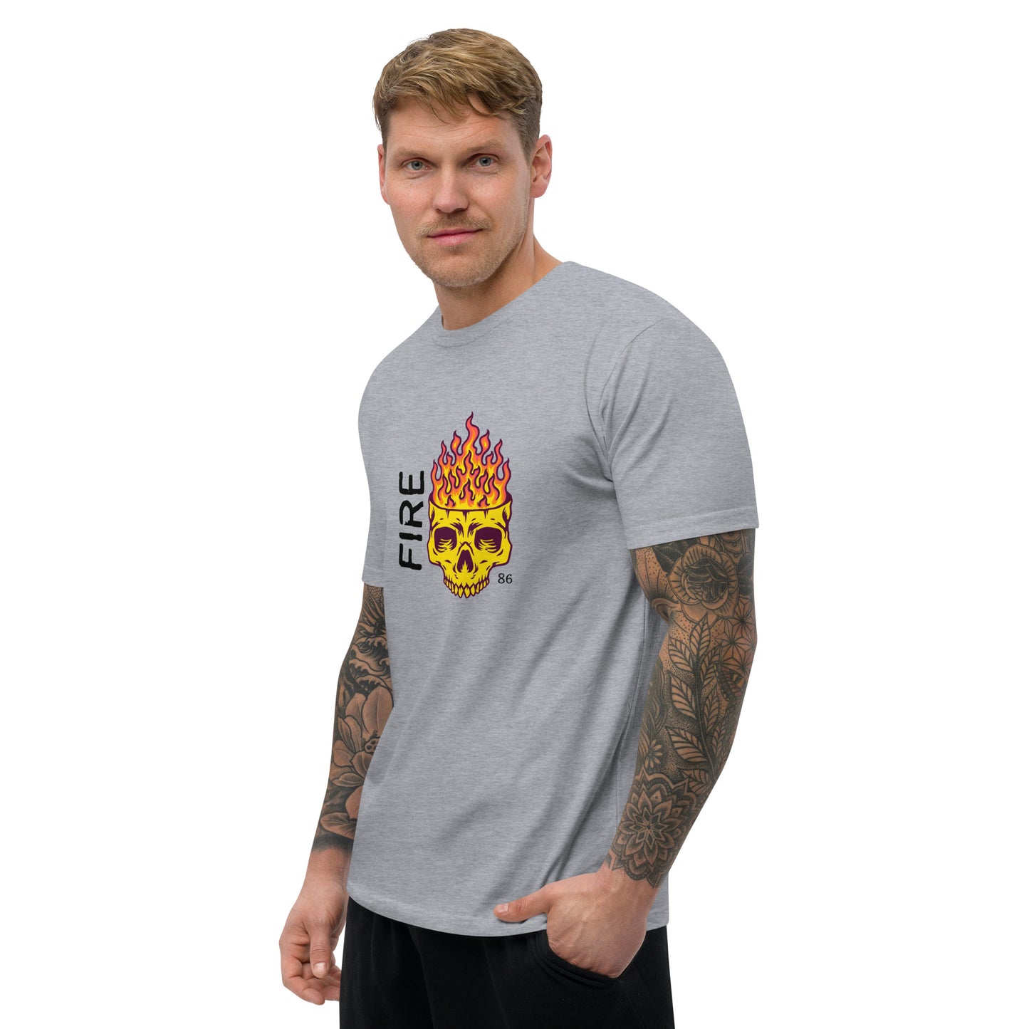 FIRE Skull Fitted Short Sleeve T-shirt