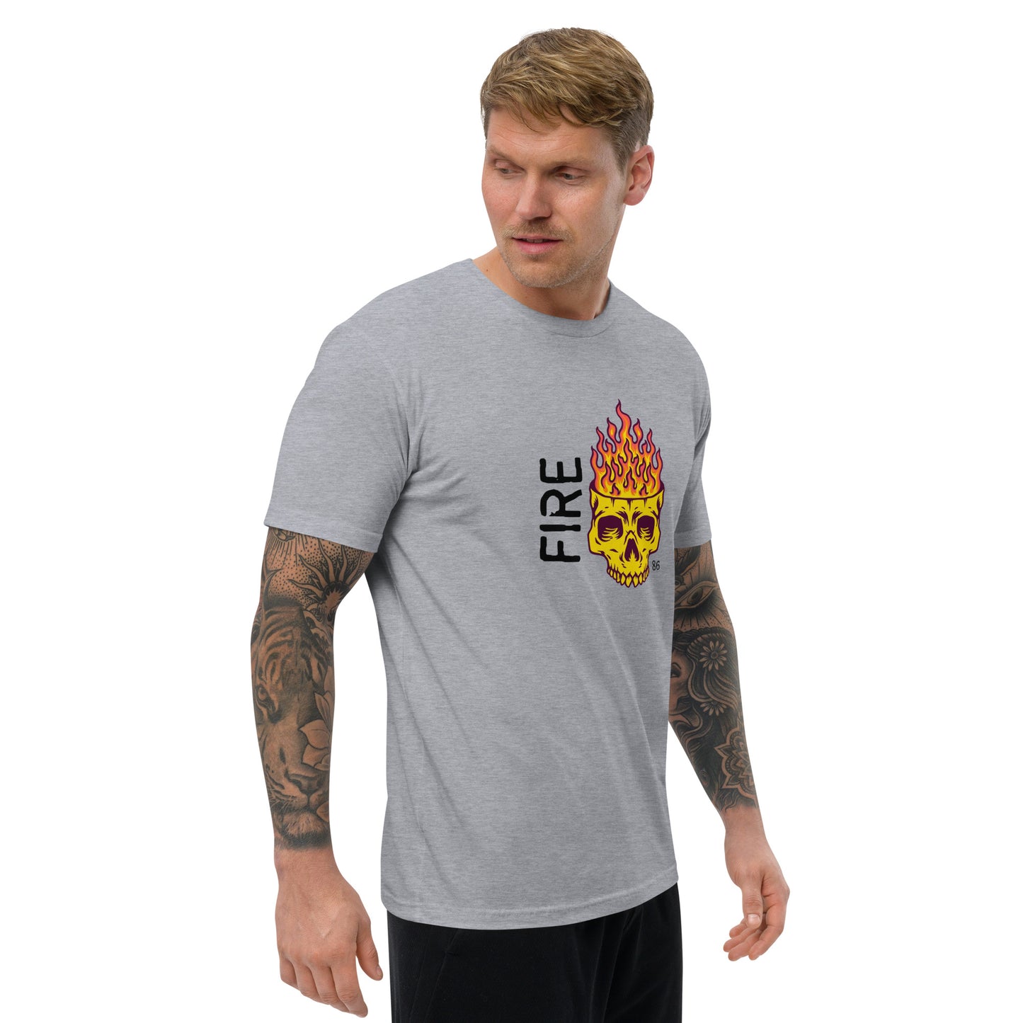 FIRE Skull Fitted Short Sleeve T-shirt