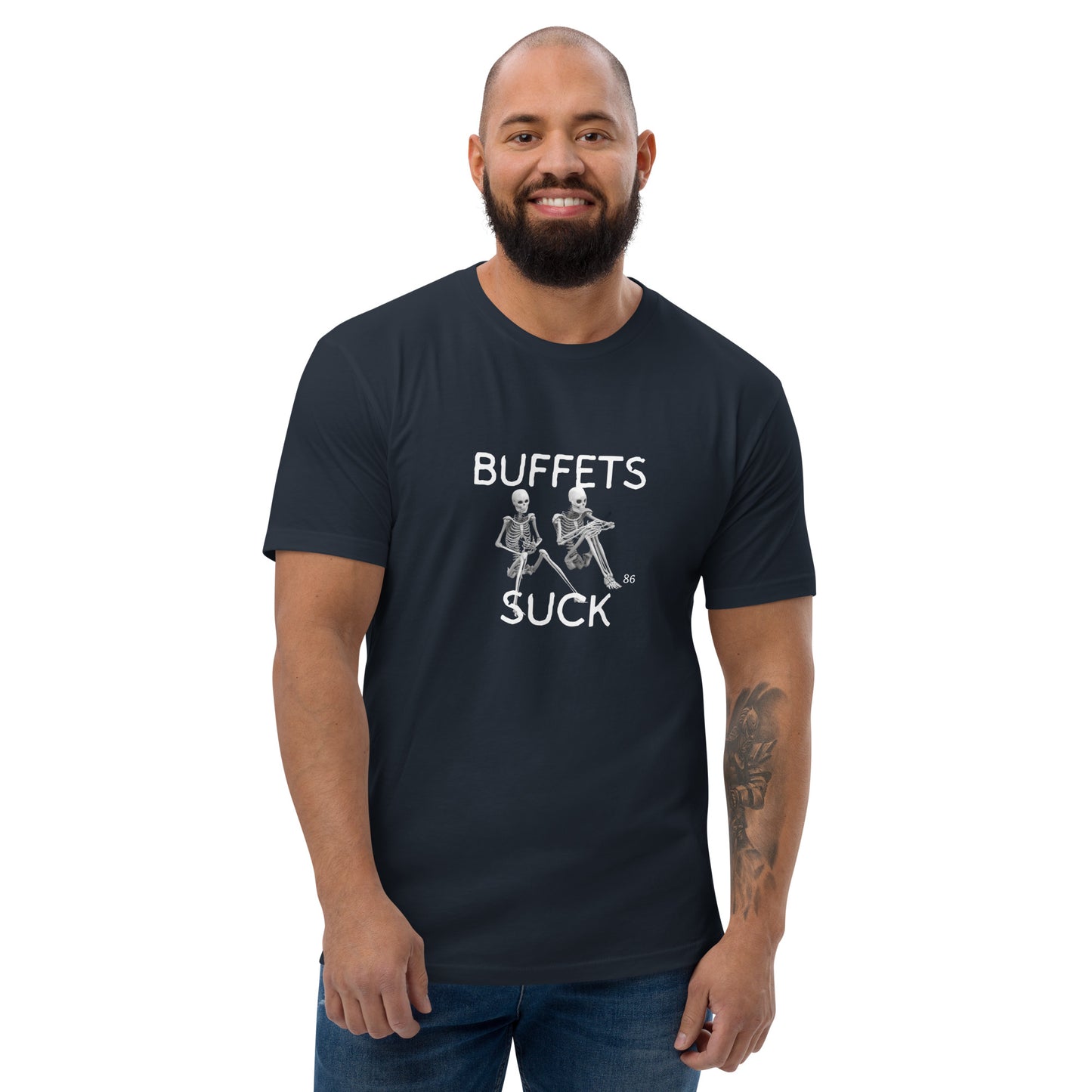 BUFFETS SUCK 2 BLACK Fitted Short Sleeve T-shirt