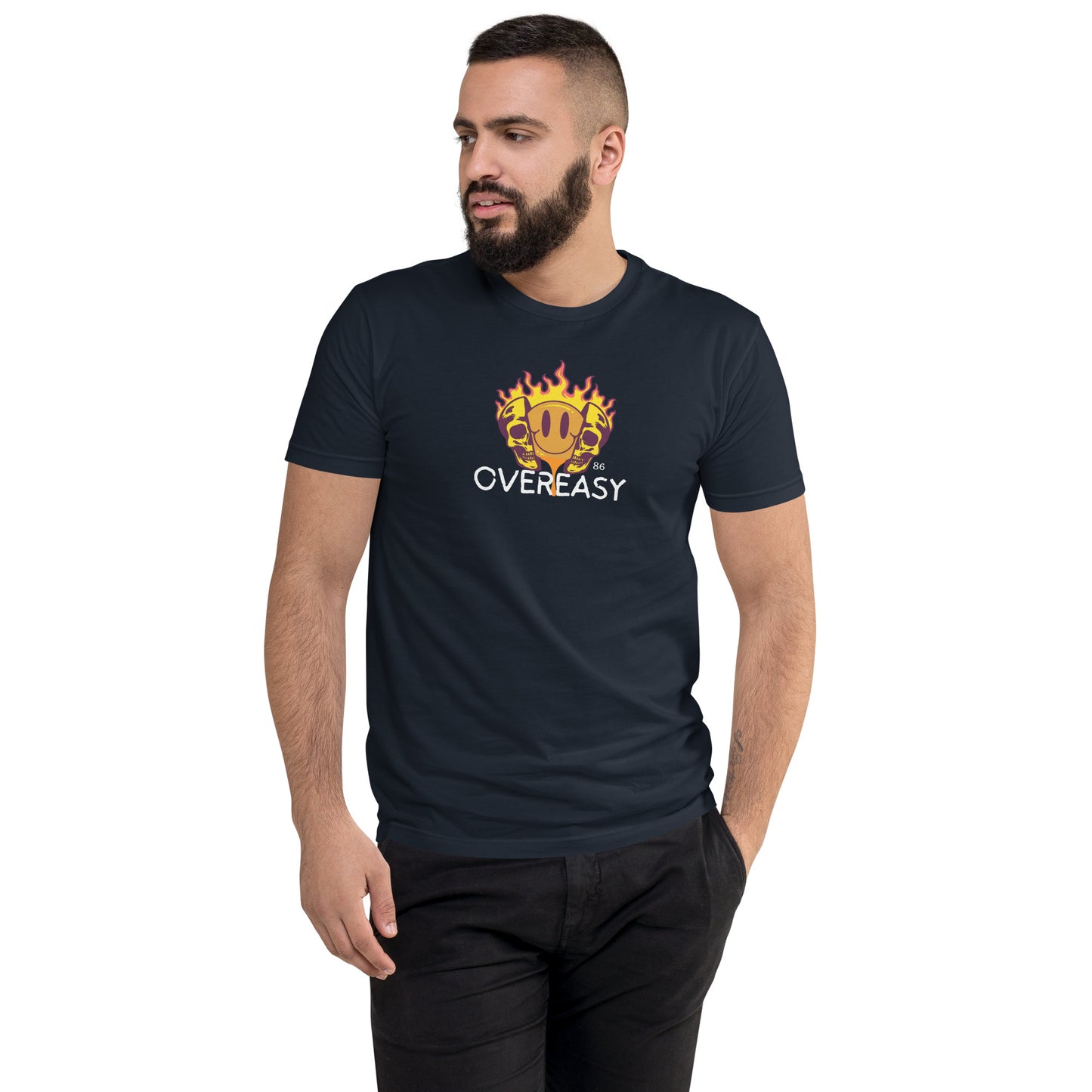OVEREASY BLACK Fitted Short Sleeve T-shirt