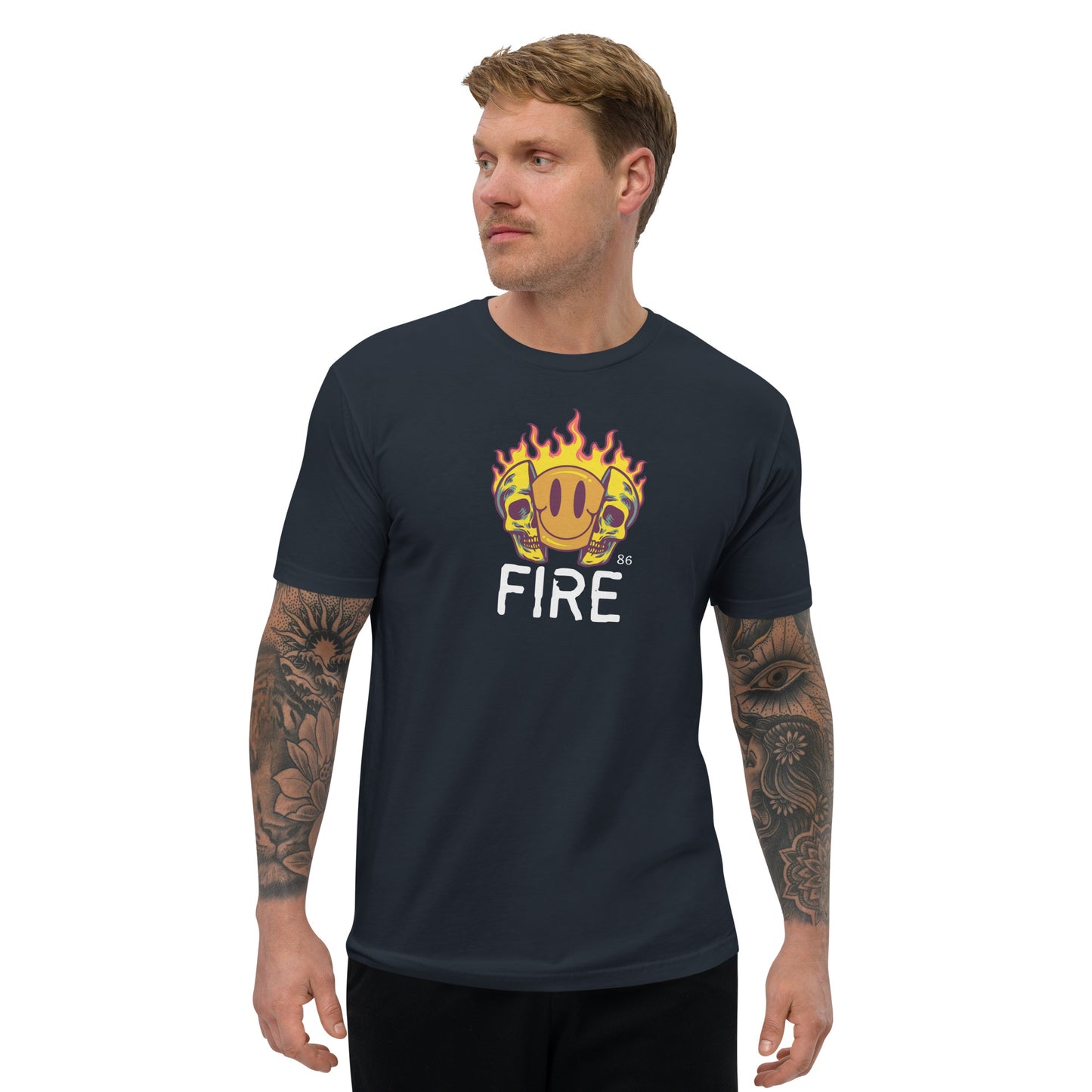 FIRE BLACK Fitted Short Sleeve T-shirt