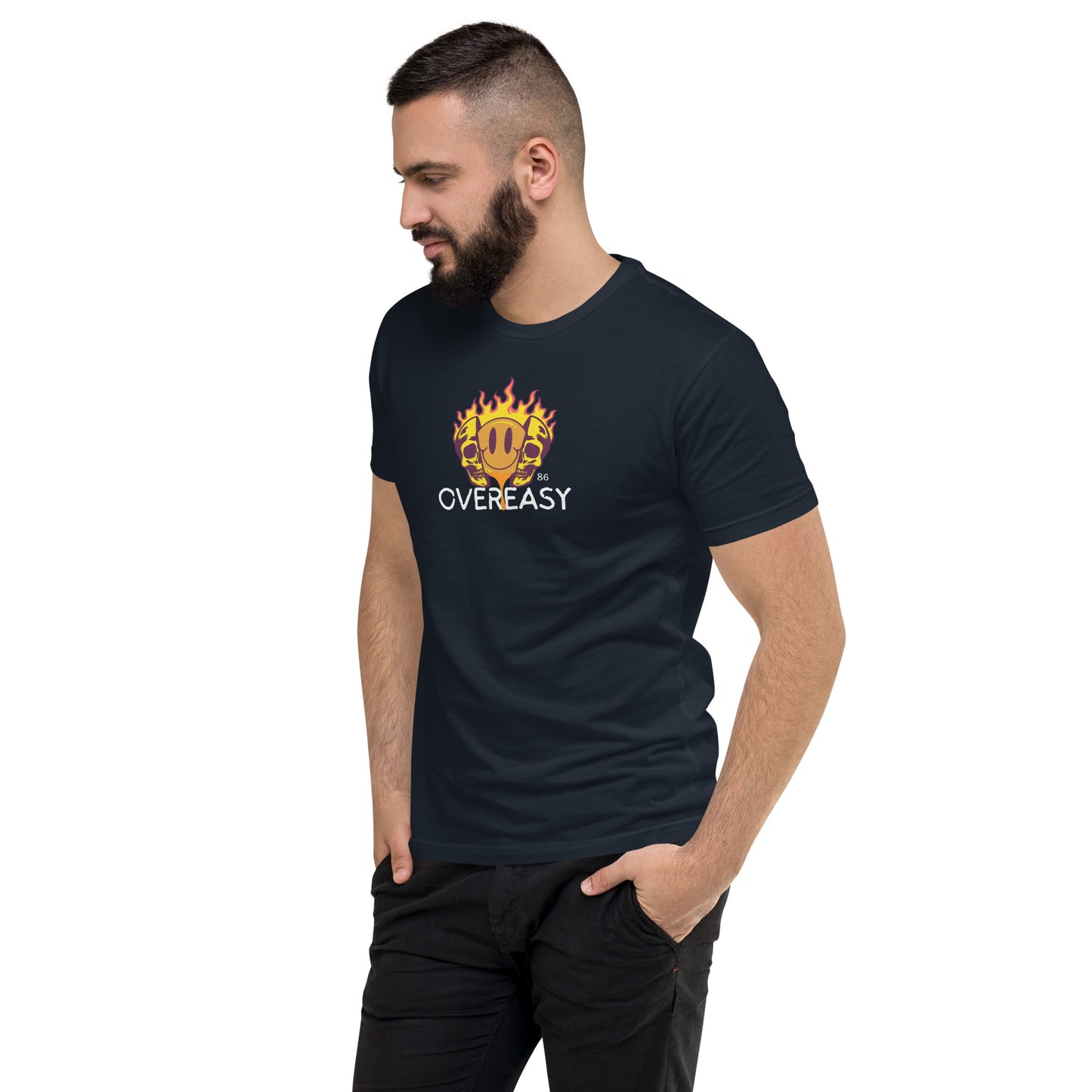 OVEREASY BLACK Fitted Short Sleeve T-shirt