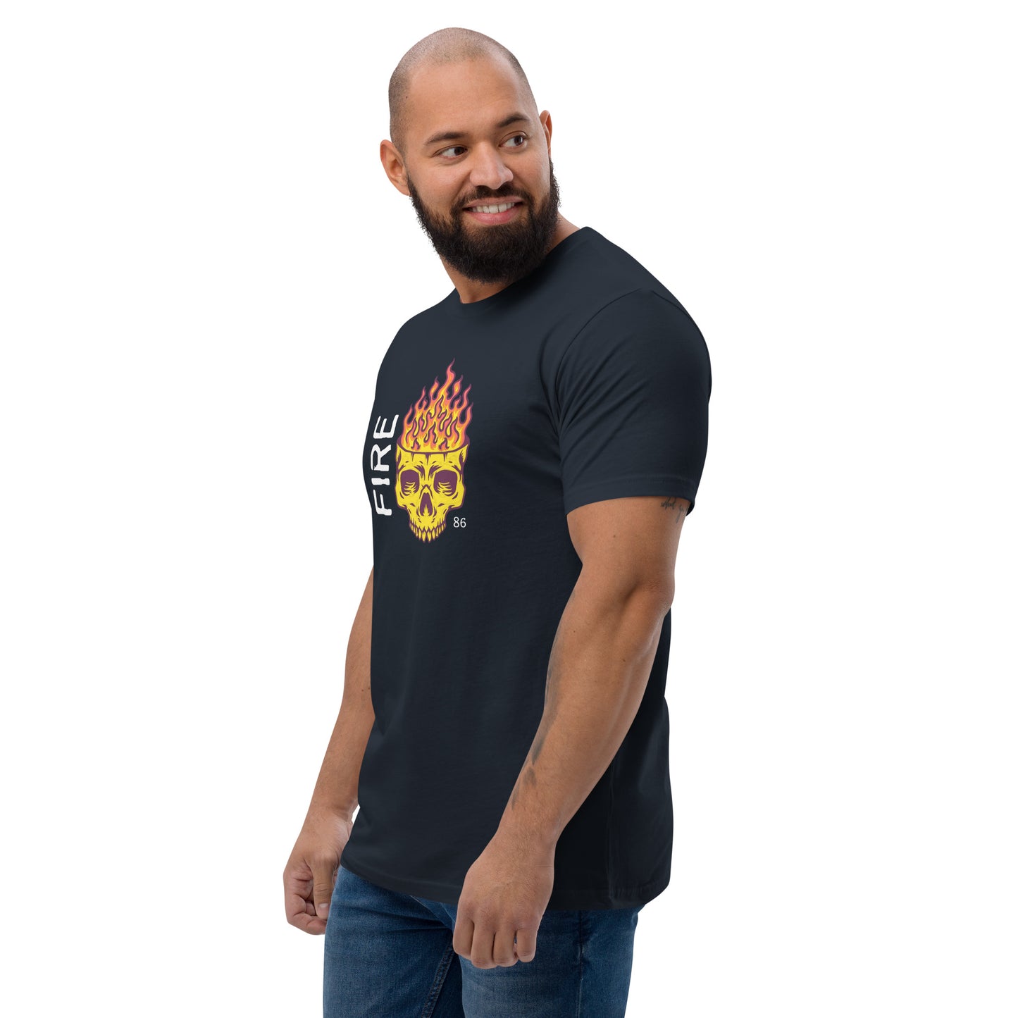 FIRE SKULL Fitted Short Sleeve T-shirt