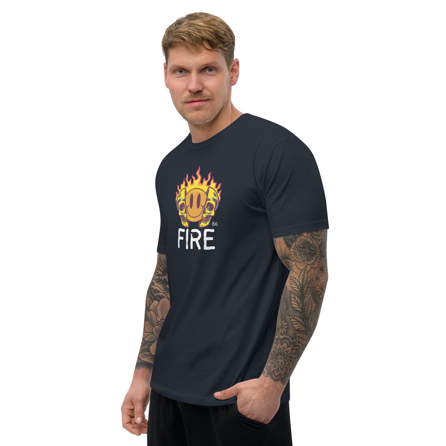 FIRE BLACK Fitted Short Sleeve T-shirt