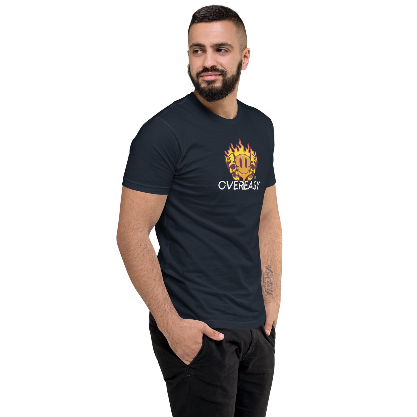 OVEREASY BLACK Fitted Short Sleeve T-shirt