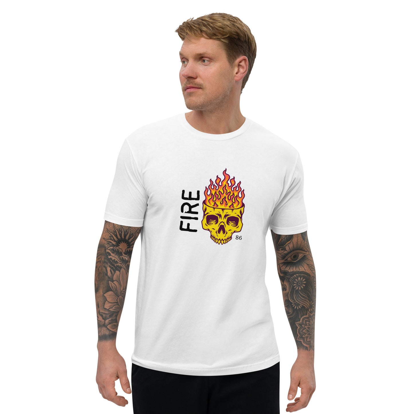 FIRE Skull Fitted Short Sleeve T-shirt