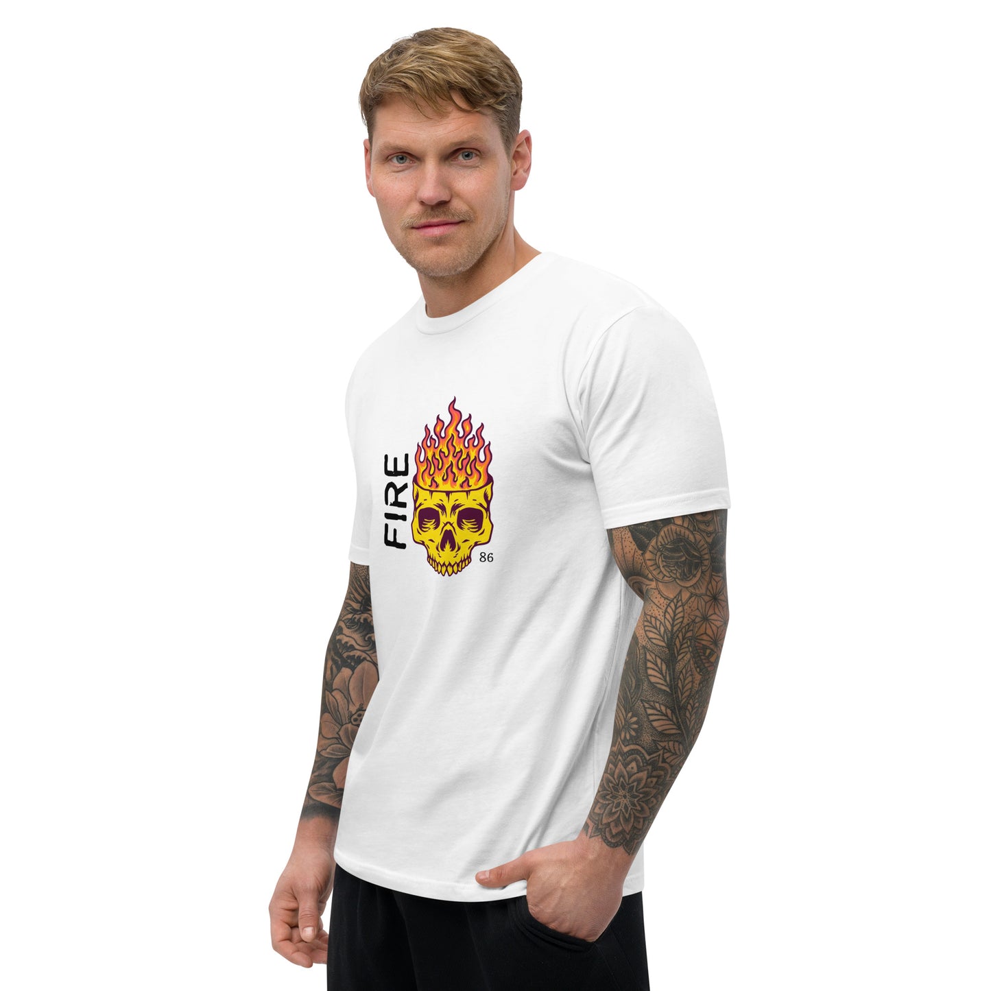 FIRE Skull Fitted Short Sleeve T-shirt