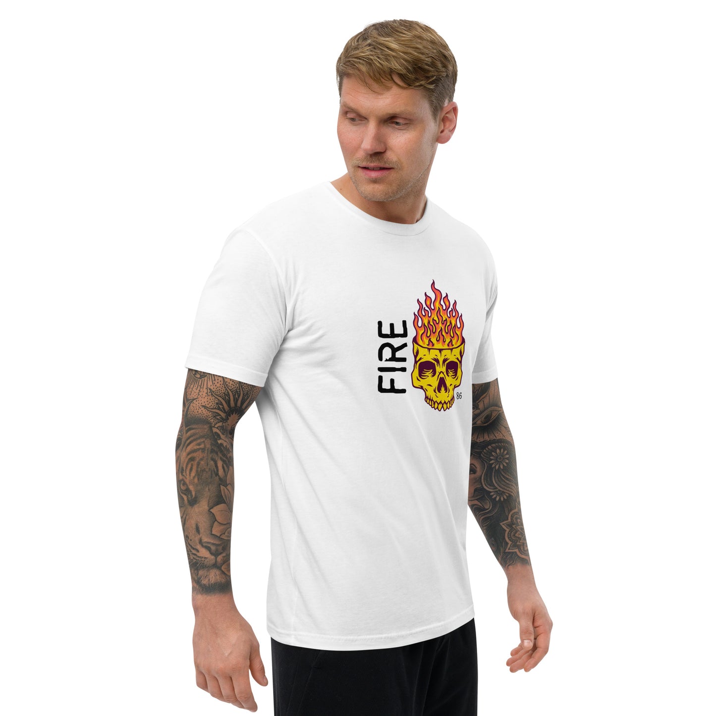 FIRE Skull Fitted Short Sleeve T-shirt