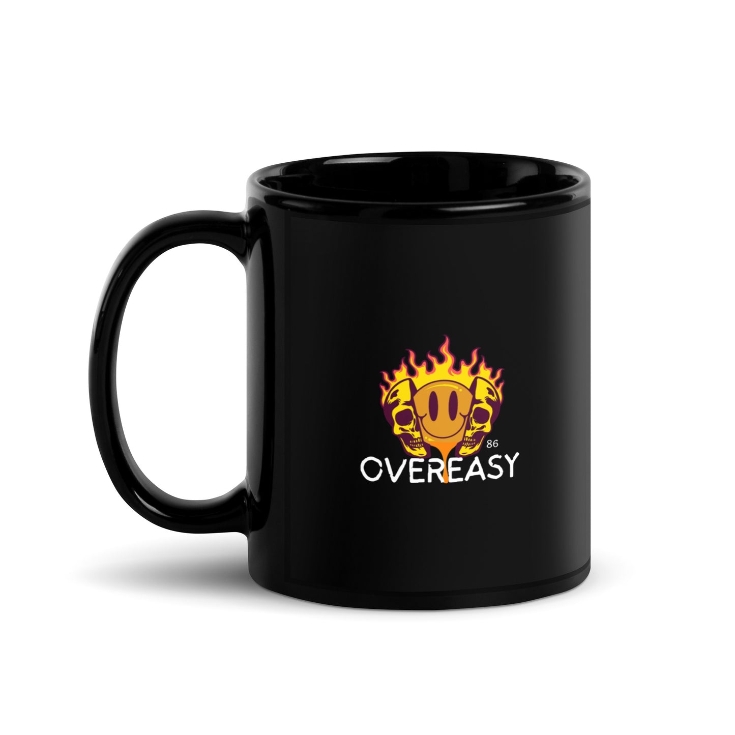 OVEREASY Black Glossy Mug