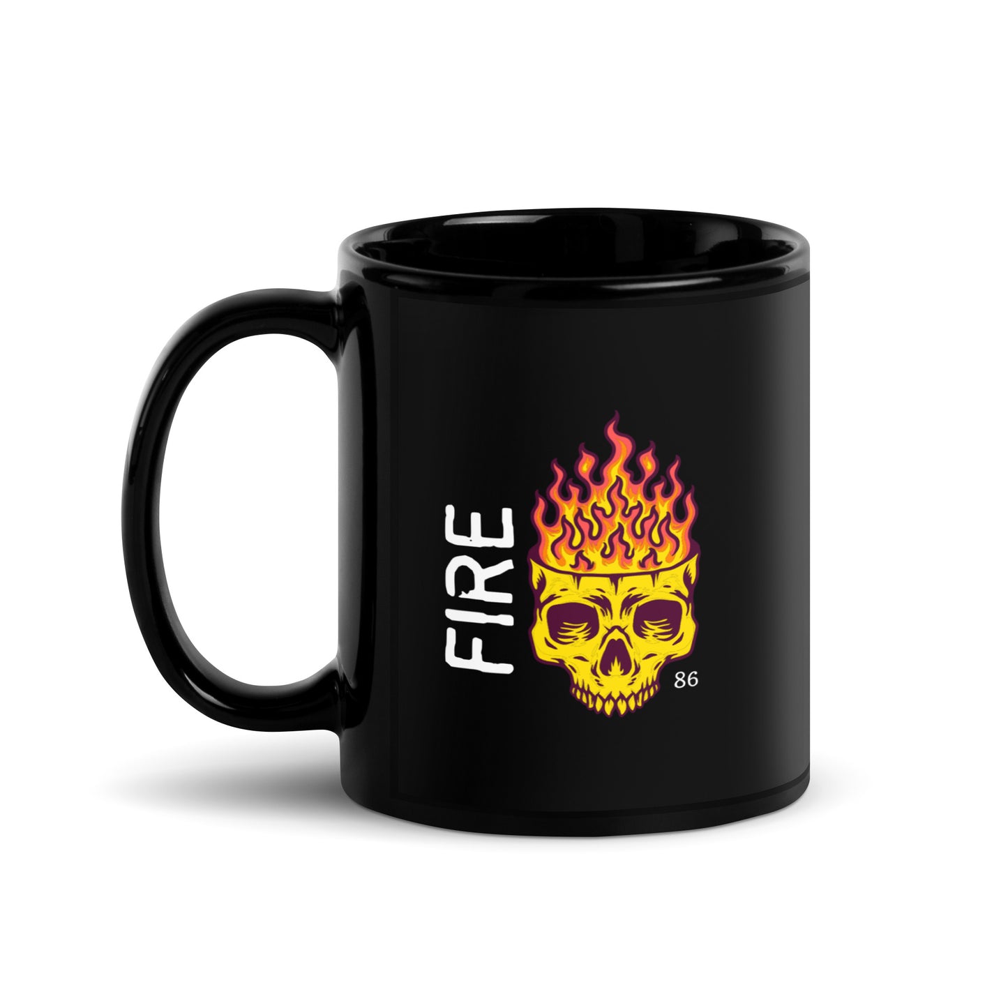 FIRE SKULL Black Glossy Mug