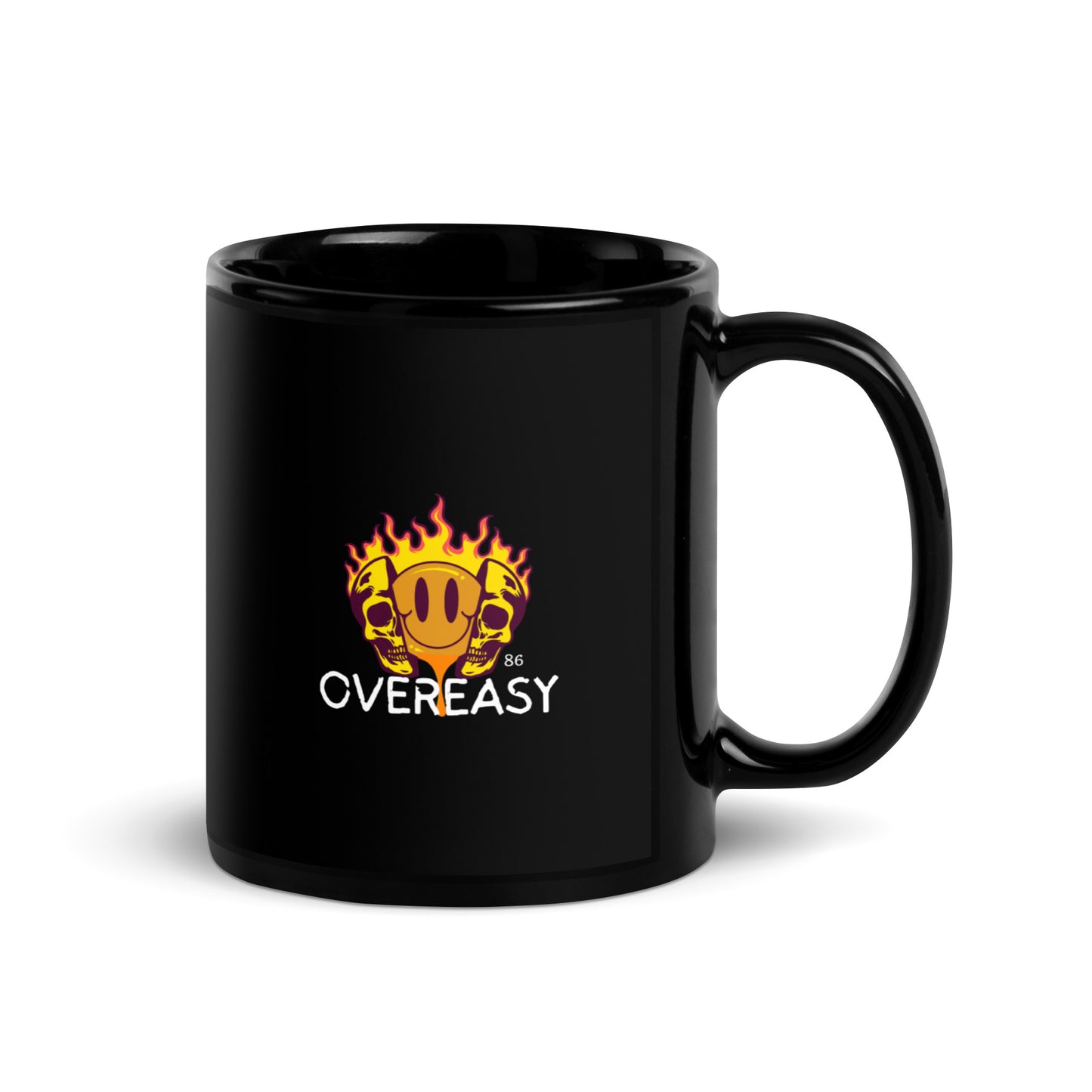 OVEREASY Black Glossy Mug