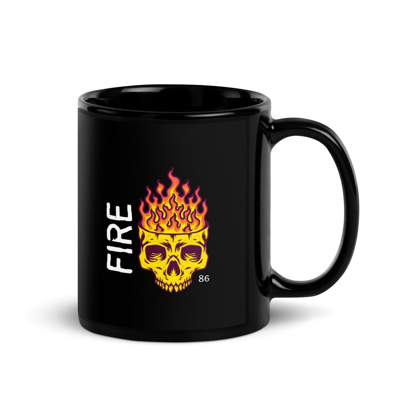 FIRE SKULL Black Glossy Mug