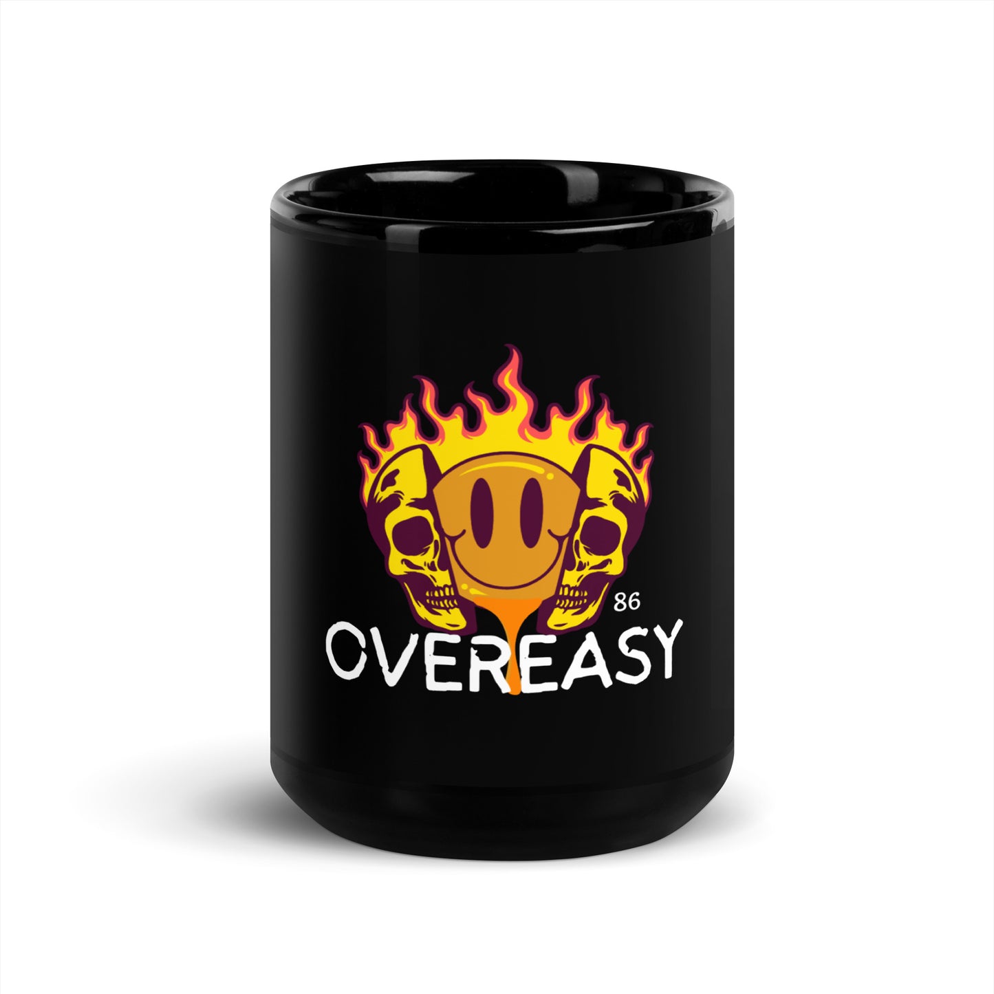 OVEREASY Black Glossy Mug