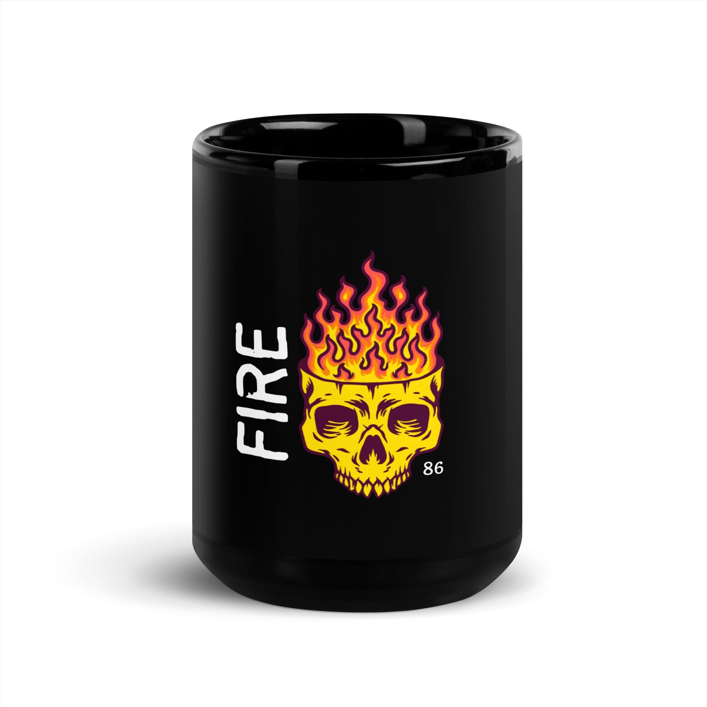 FIRE SKULL Black Glossy Mug