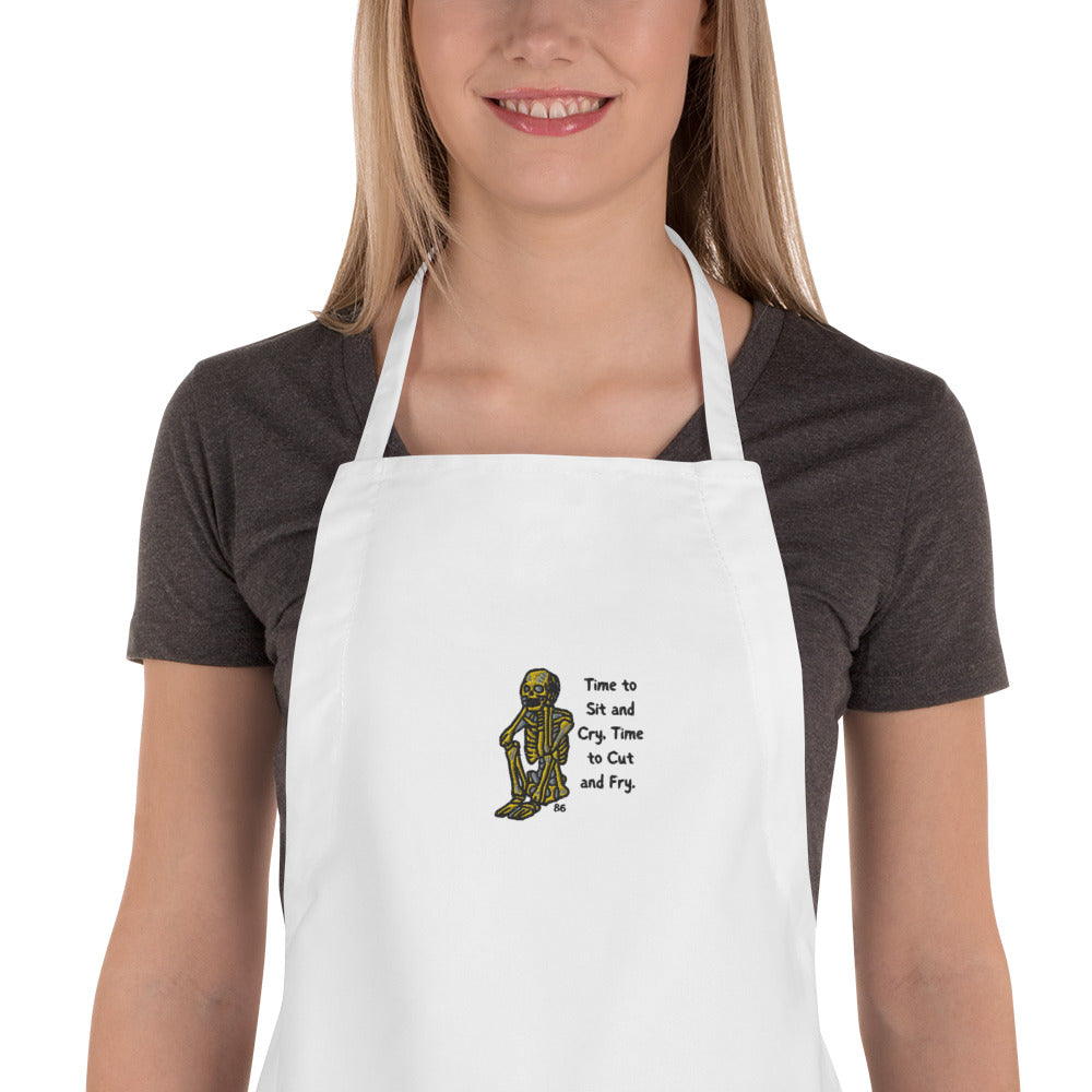 Time To Sit Embroidered Apron