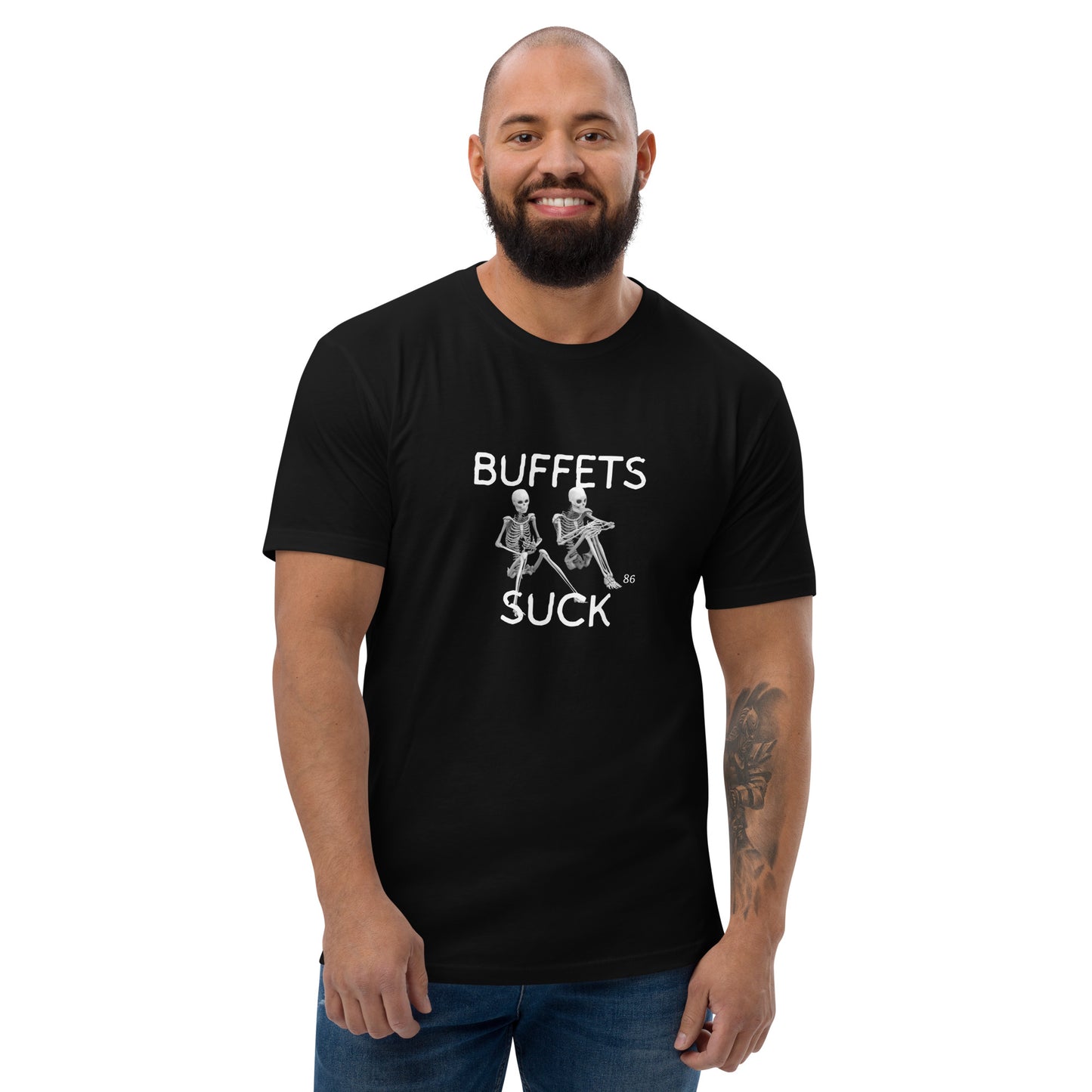 BUFFETS SUCK 2 BLACK Fitted Short Sleeve T-shirt