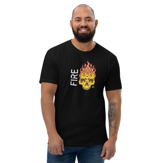 FIRE SKULL Fitted Short Sleeve T-shirt