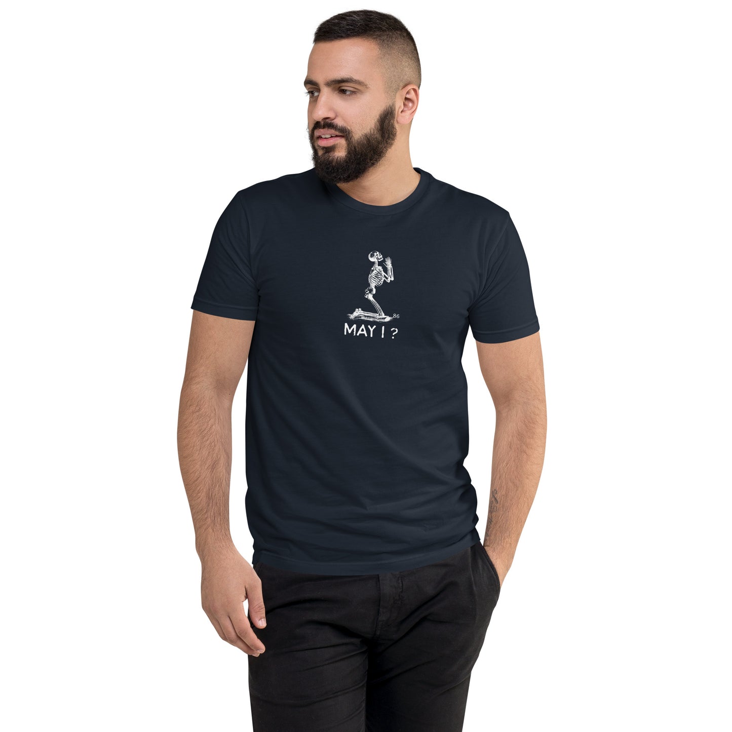 MAY I?  BLACK Fitted Short Sleeve T-shirt