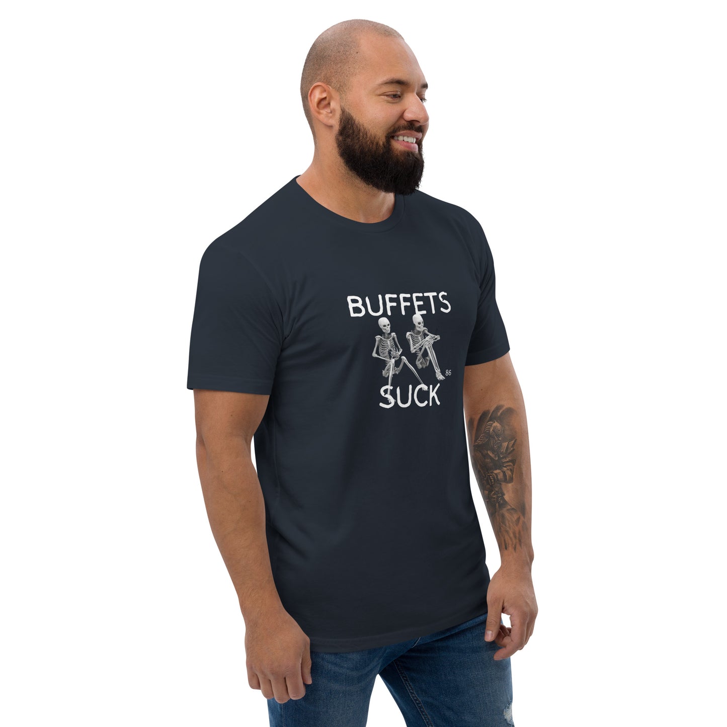 BUFFETS SUCK 2 BLACK Fitted Short Sleeve T-shirt