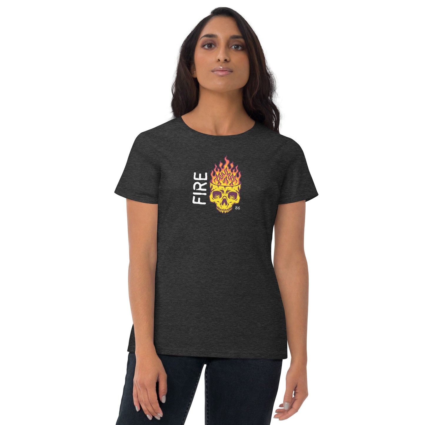 FIRE SKULL BLACK Women's short sleeve t-shirt