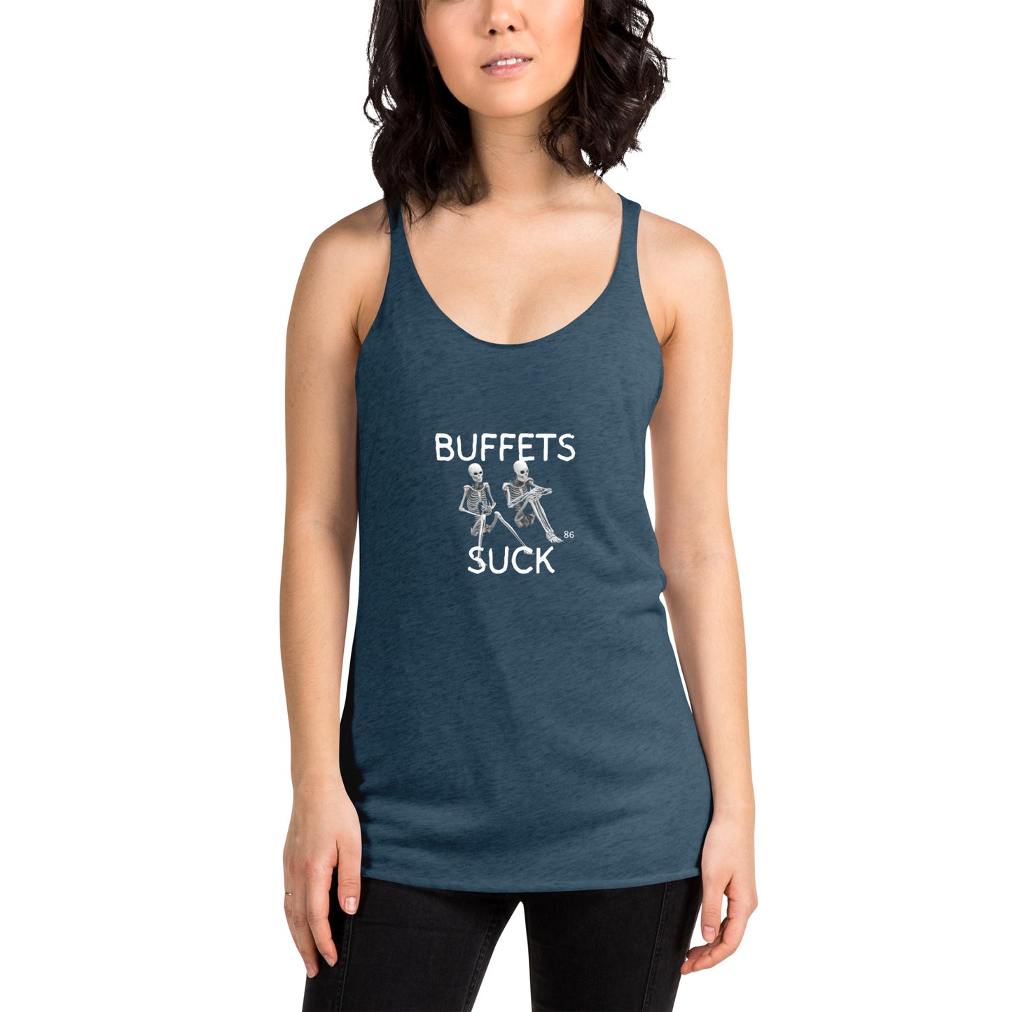 BUFFETS SUCK 2 BLACK Women's Racerback Tank