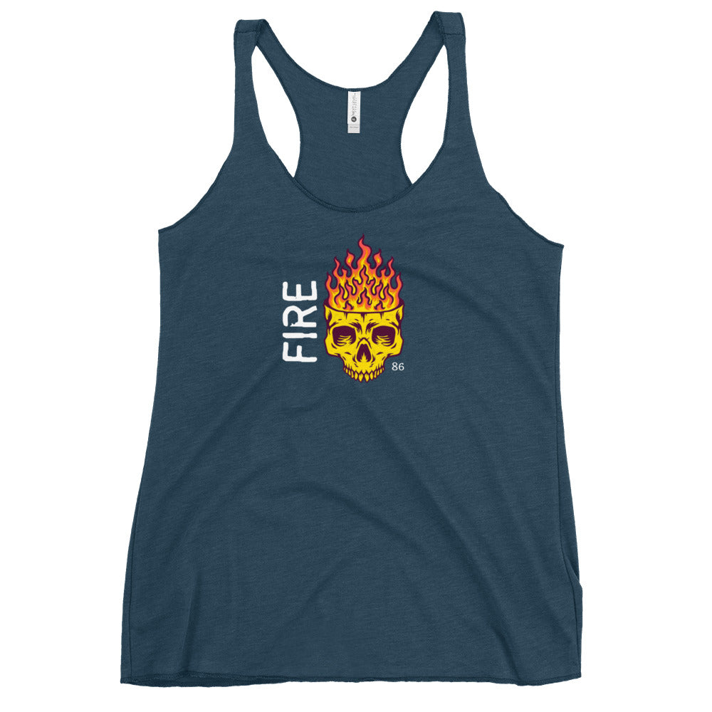 FIRE SKULL BLACK Women's Racerback Tank