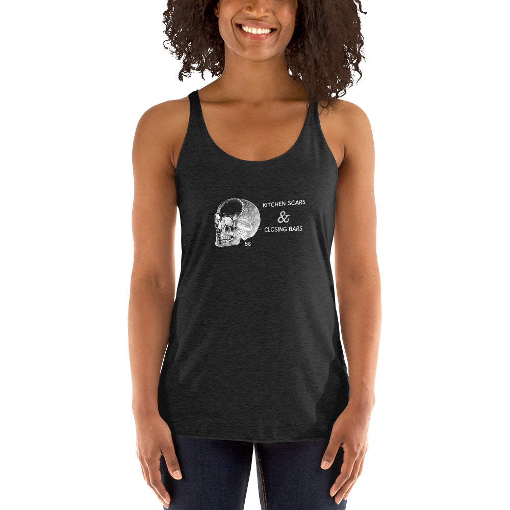 Kitchen Scars & Closing Bars Black Women's Racerback Tank