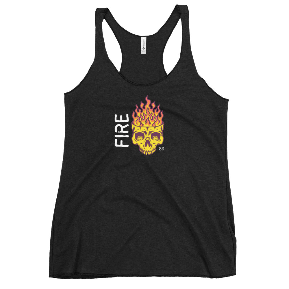 FIRE SKULL BLACK Women's Racerback Tank