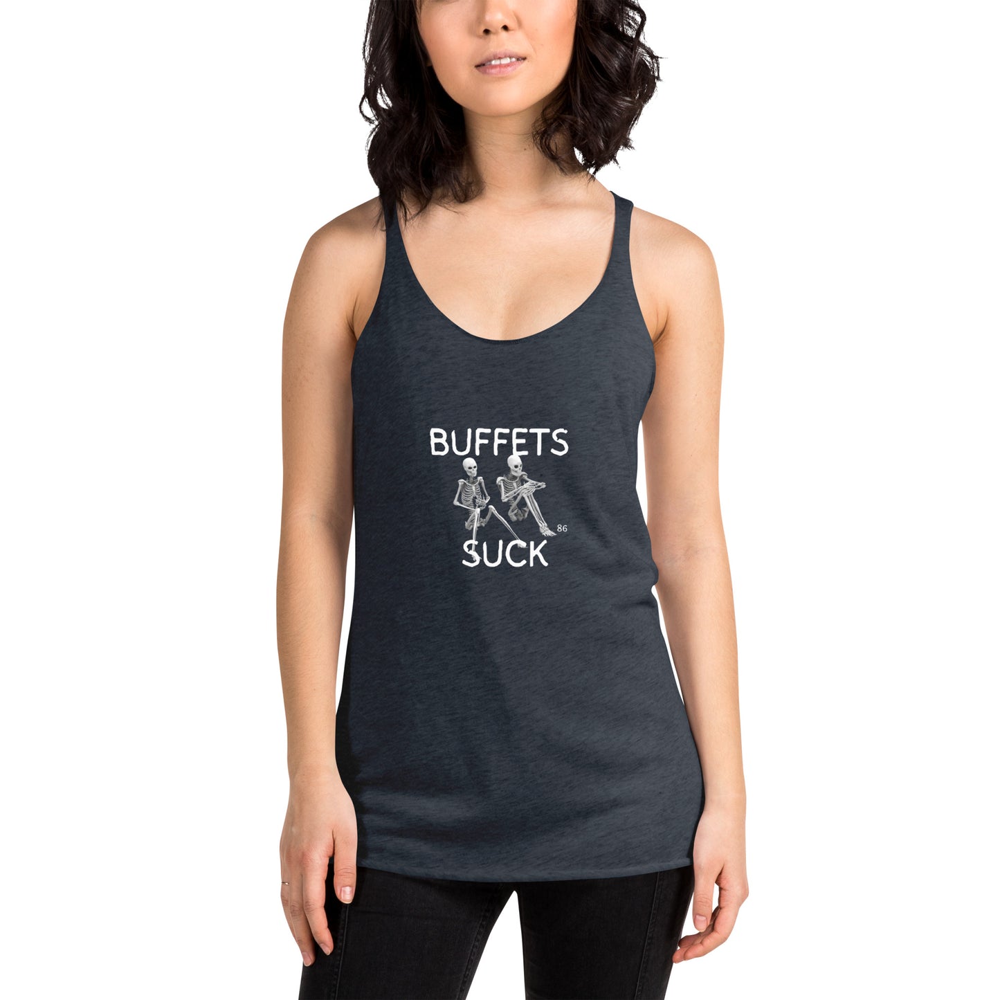 BUFFETS SUCK 2 BLACK Women's Racerback Tank