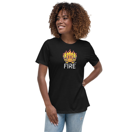 FIRE BLACK Women's Relaxed T-Shirt