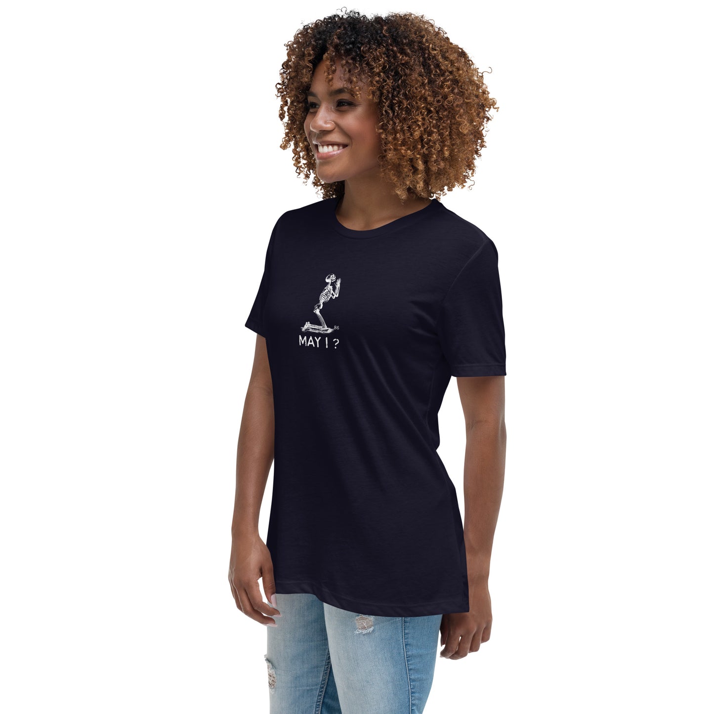 MAY I?  BLACK Women's Relaxed T-Shirt