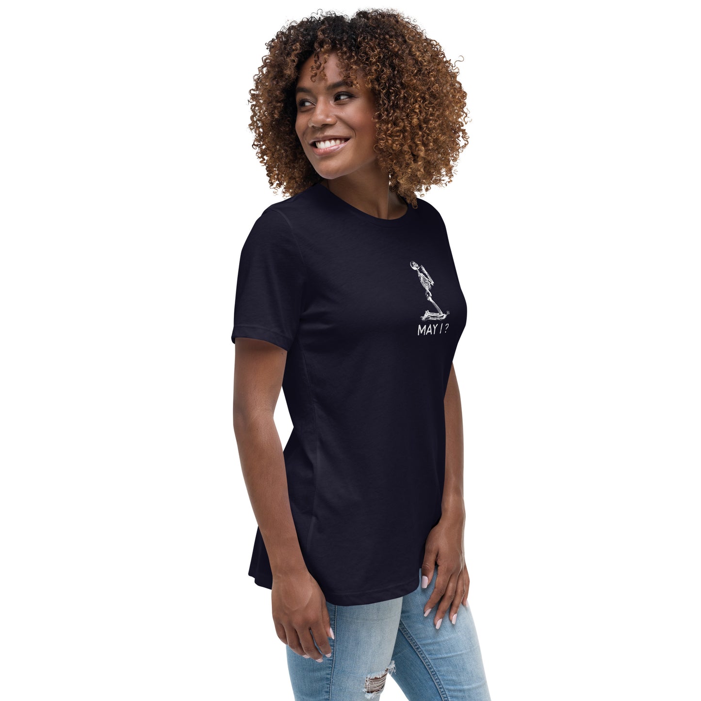 MAY I?  BLACK Women's Relaxed T-Shirt