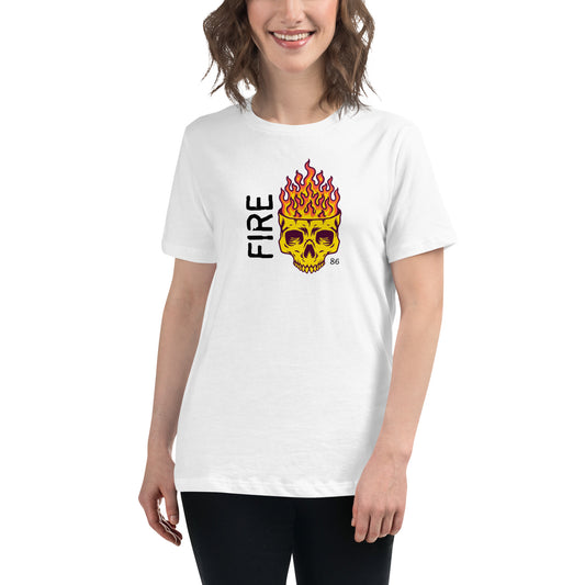 FIRE Skull Women's Relaxed T-Shirt